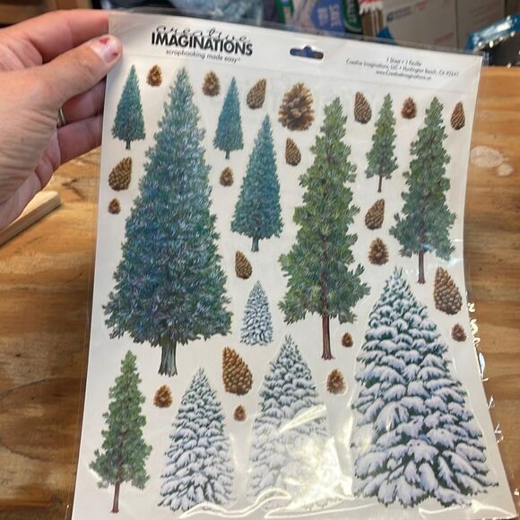 NWT Creative Imaginations scrapbooking trees and pinecones. Just one sheet - Picture 1 of 7